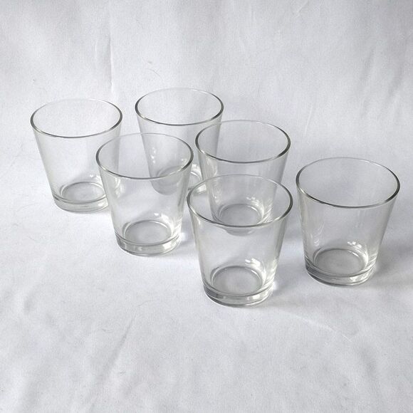 Set of 6 Clear Glass Cocktail Shot Glass or Votive Candle holders Vintage - Picture 4 of 5